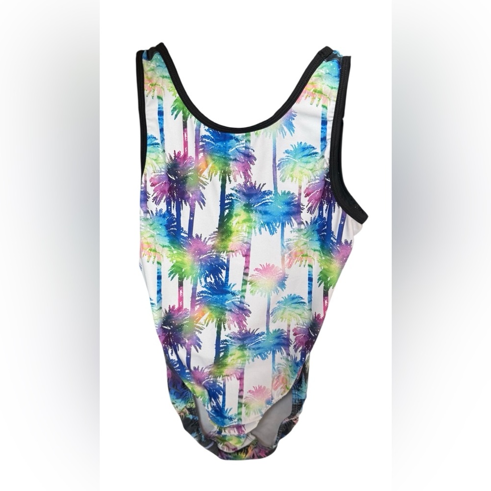 Multicolor Palm Tree Design Plum Leotard (AM)